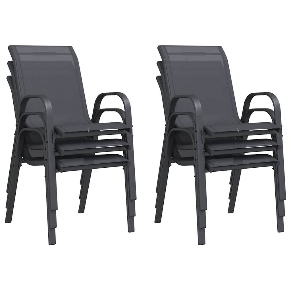 Sedie da Giardino Impilabili 6 pz in Tessuto Textilene Grigio - homemem39