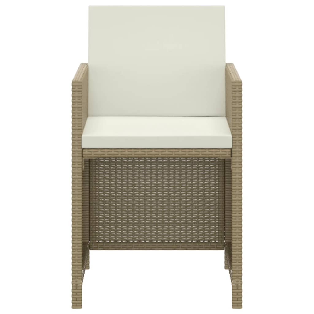 Set da Pranzo da Giardino 3 pz con Cuscini in Polyrattan Beige | homemem39