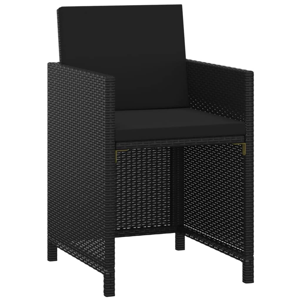 Set da Pranzo da Giardino 3 pz con Cuscini in Polyrattan Nero | homemem39