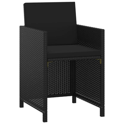Set da Pranzo da Giardino 3 pz con Cuscini in Polyrattan Nero | homemem39