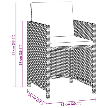 Set da Pranzo da Giardino 3 pz con Cuscini Polyrattan Grigio