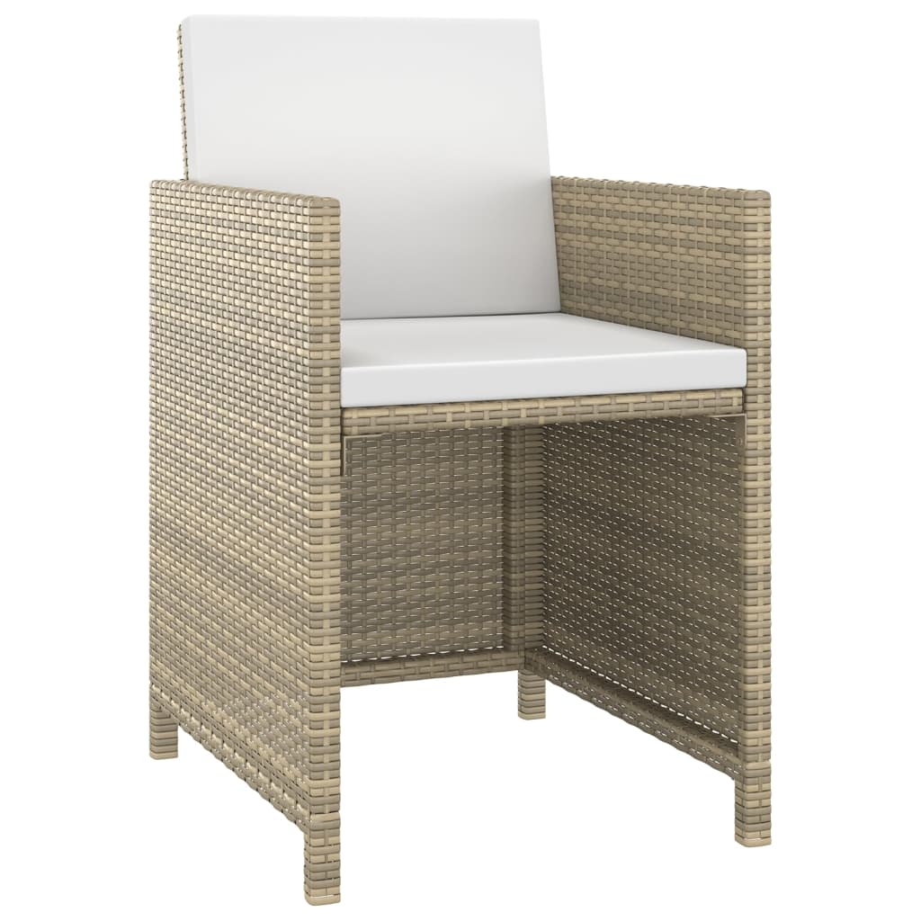 Set da Pranzo da Giardino 3 pz con Cuscini in Polyrattan Beige