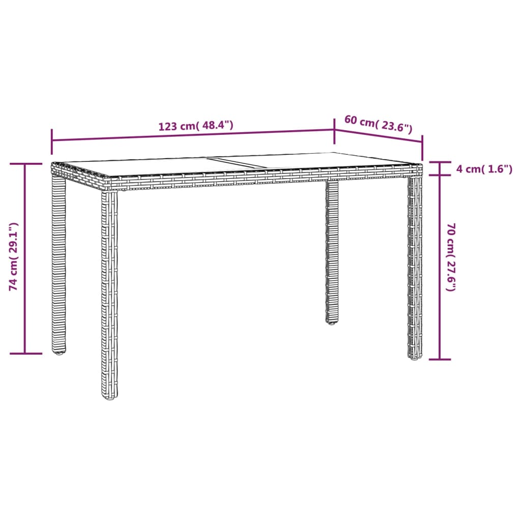Set da Pranzo da Giardino 3 pz con Cuscini in Polyrattan Beige