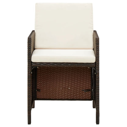 Set Divani da Giardino 9 pz con Cuscini in Polyrattan Marrone - homemem39