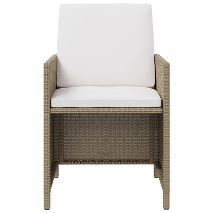 Set da Pranzo da Giardino 5 pz con Cuscini Beige in Polyrattan - homemem39