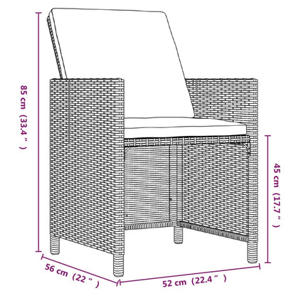 Set da Pranzo da Giardino 9 pz con Cuscini in Polyrattan Beige | homemem39