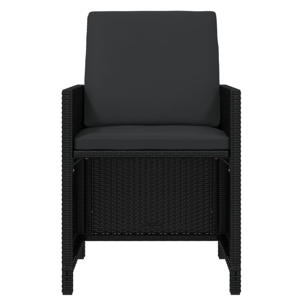 Set da Pranzo da Giardino 7 pz Nero con Cuscini in Polyrattan | homemem39