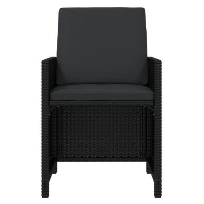 Set da Pranzo da Giardino 7 pz Nero con Cuscini in Polyrattan | homemem39