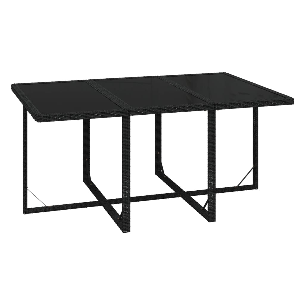 Set da Pranzo da Giardino 7 pz Nero con Cuscini in Polyrattan | homemem39