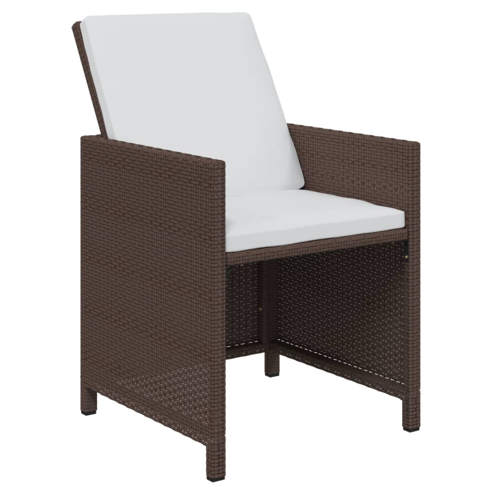 Set da Pranzo da Giardino 7 pz con Cuscini Polyrattan Marrone | homemem39