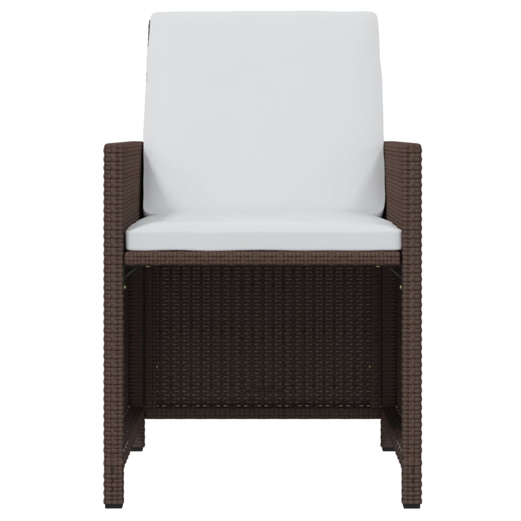 Set da Pranzo da Giardino 7 pz con Cuscini Polyrattan Marrone | homemem39