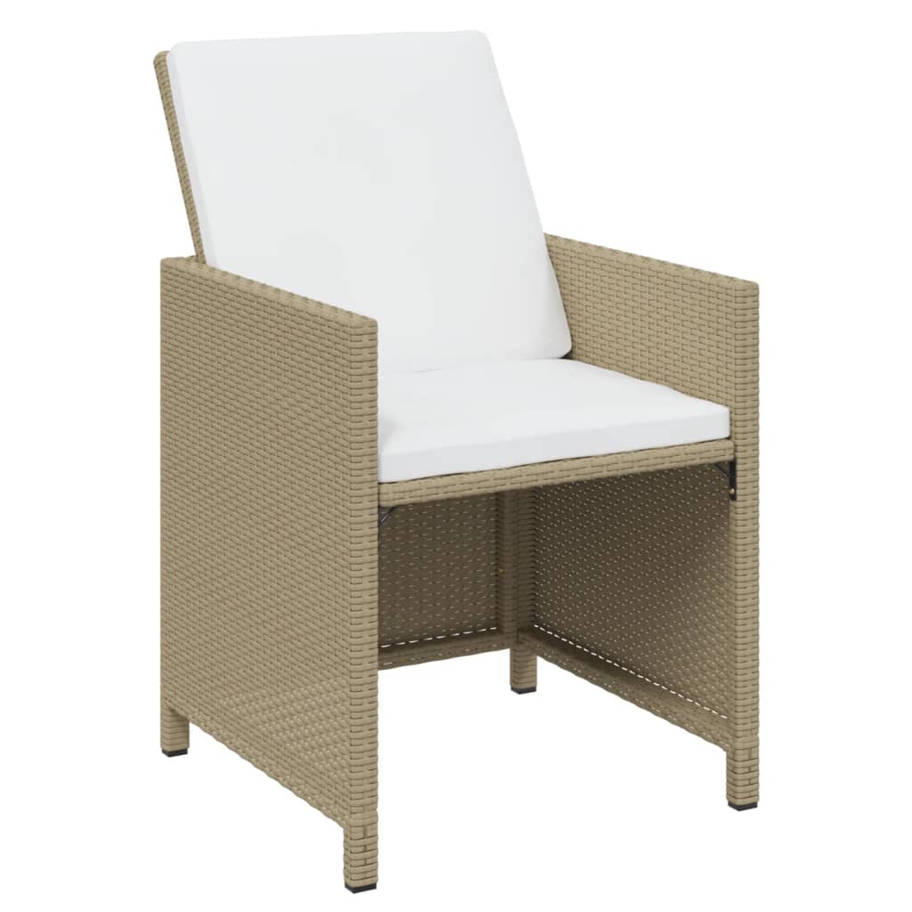 Set da Pranzo da Giardino 7 pz con Cuscini in Polyrattan Beige | homemem39