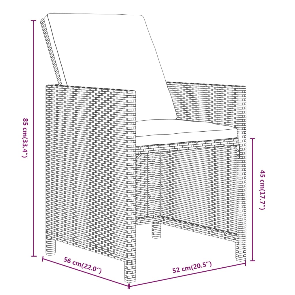 Set da Pranzo da Giardino 7 pz con Cuscini in Polyrattan Beige | homemem39