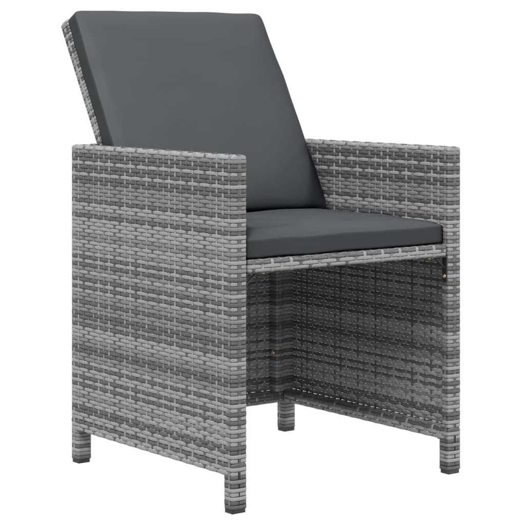 Set da Pranzo per Giardino 13 pz con Cuscini Polyrattan Grigio