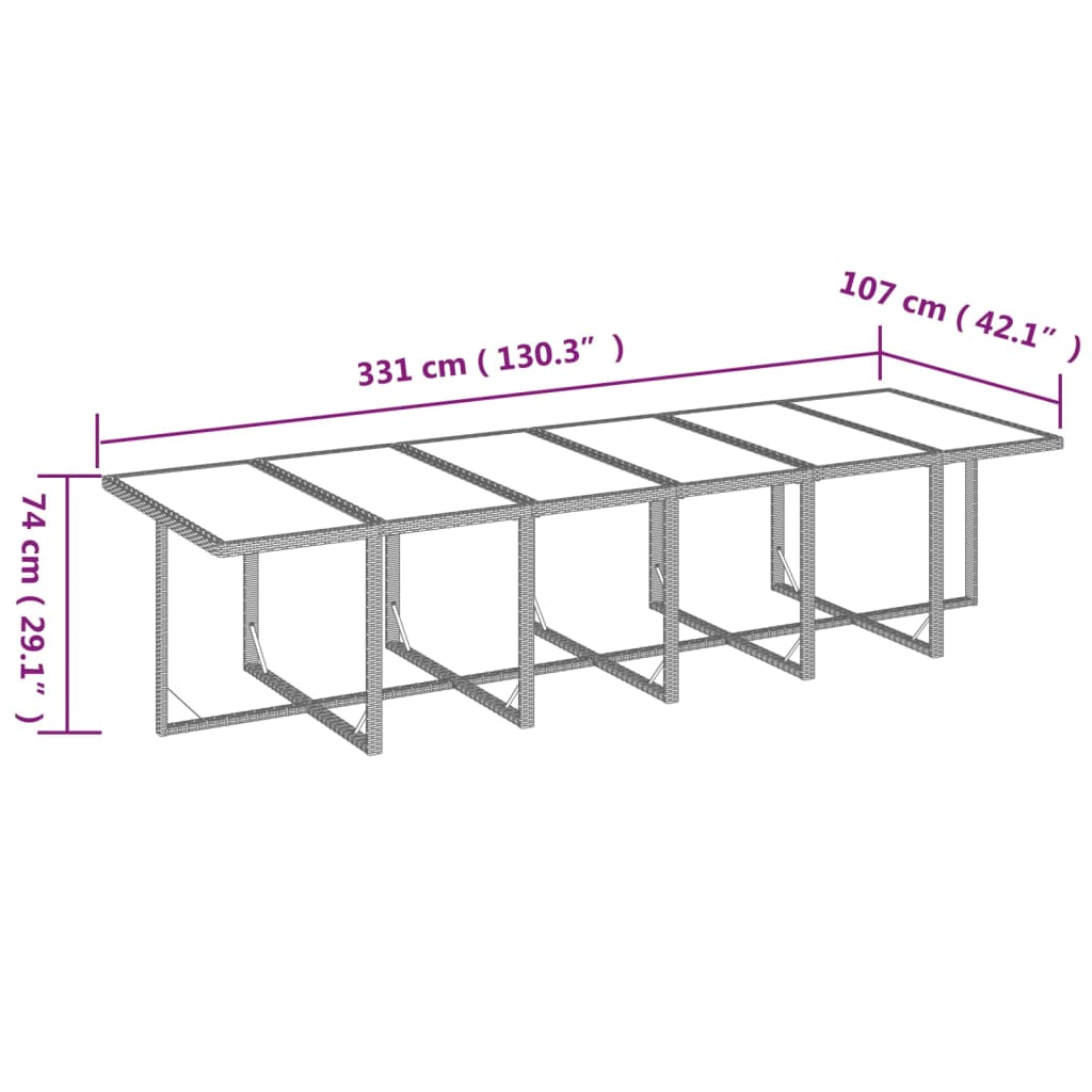 Set da Pranzo per Giardino 13 pz con Cuscini Polyrattan Grigio | homemem39
