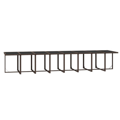 Set da Pranzo da Giardino 17 pz con Cuscini Marrone Polyrattan | homemem39
