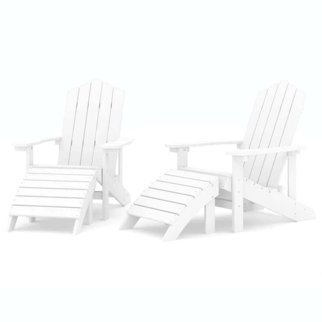 Sedie da Giardino Adirondack 2 pz con Poggiapiedi HDPE Bianco - homemem39