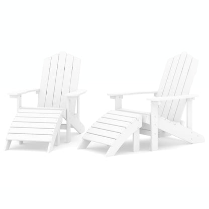 Sedie da Giardino Adirondack 2 pz con Poggiapiedi HDPE Bianco - homemem39
