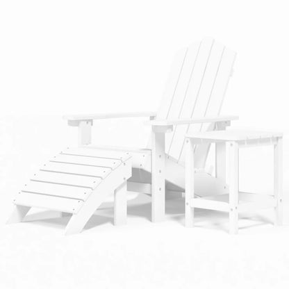 Sedia Giardino con Poggiapiedi e Tavolo Adirondack HDPE Bianco - homemem39