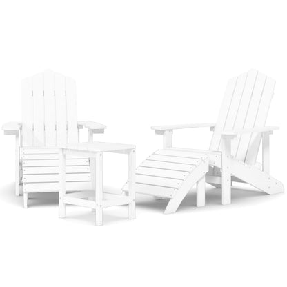 Sedie Giardino con Poggiapiedi e Tavolo Adirondack HDPE Bianco - homemem39