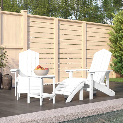 Sedie Giardino con Poggiapiedi e Tavolo Adirondack HDPE Bianco - homemem39