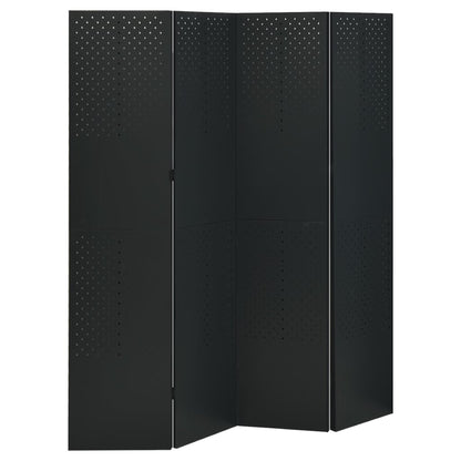 Paravento a 4 Pannelli 2 pz Nero 160x180 cm in Acciaio | homemem39
