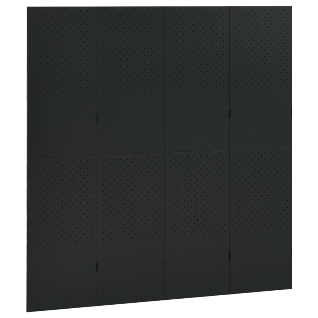 Paravento a 4 Pannelli 2 pz Nero 160x180 cm in Acciaio | homemem39
