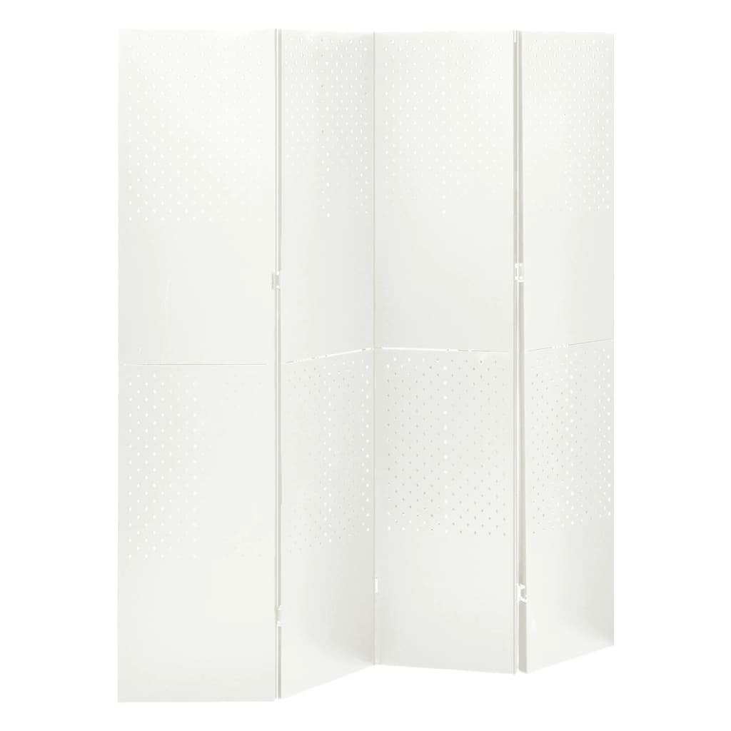 Paravento a 4 Pannelli 2 pz Bianco 160x180 cm in Acciaio | homemem39