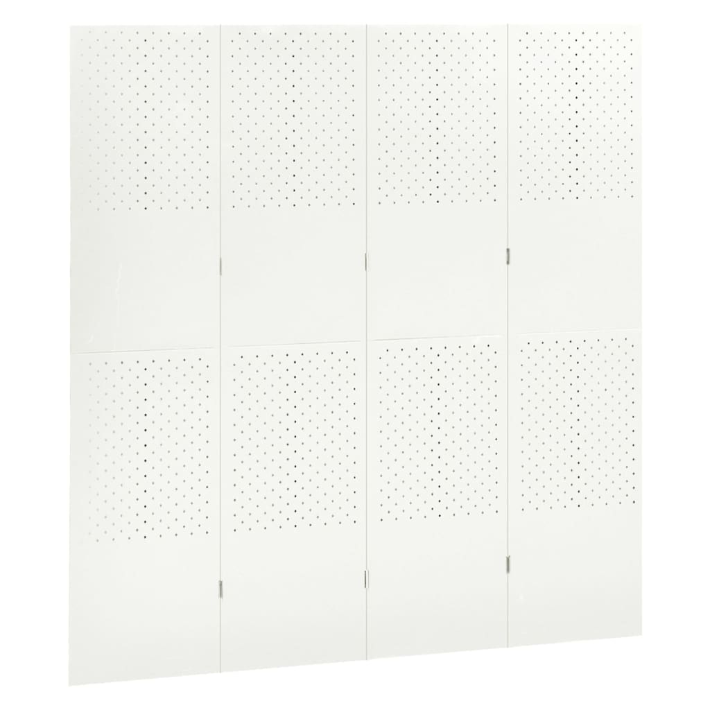 Paravento a 4 Pannelli 2 pz Bianco 160x180 cm in Acciaio | homemem39