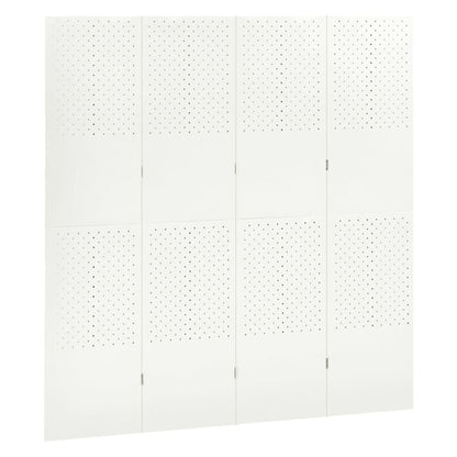 Paravento a 4 Pannelli 2 pz Bianco 160x180 cm in Acciaio | homemem39