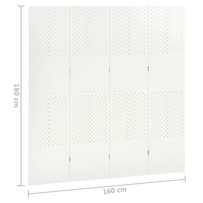 Paravento a 4 Pannelli 2 pz Bianco 160x180 cm in Acciaio | homemem39