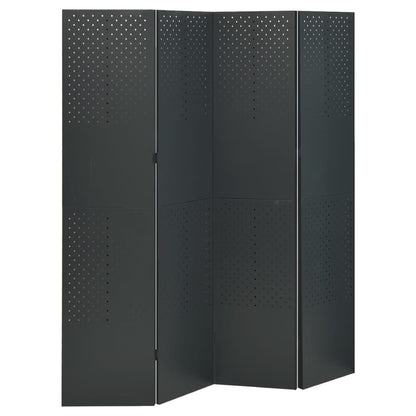 Paravento a 4 Pannelli 2 pz Antracite 160x180 cm in Acciaio | homemem39