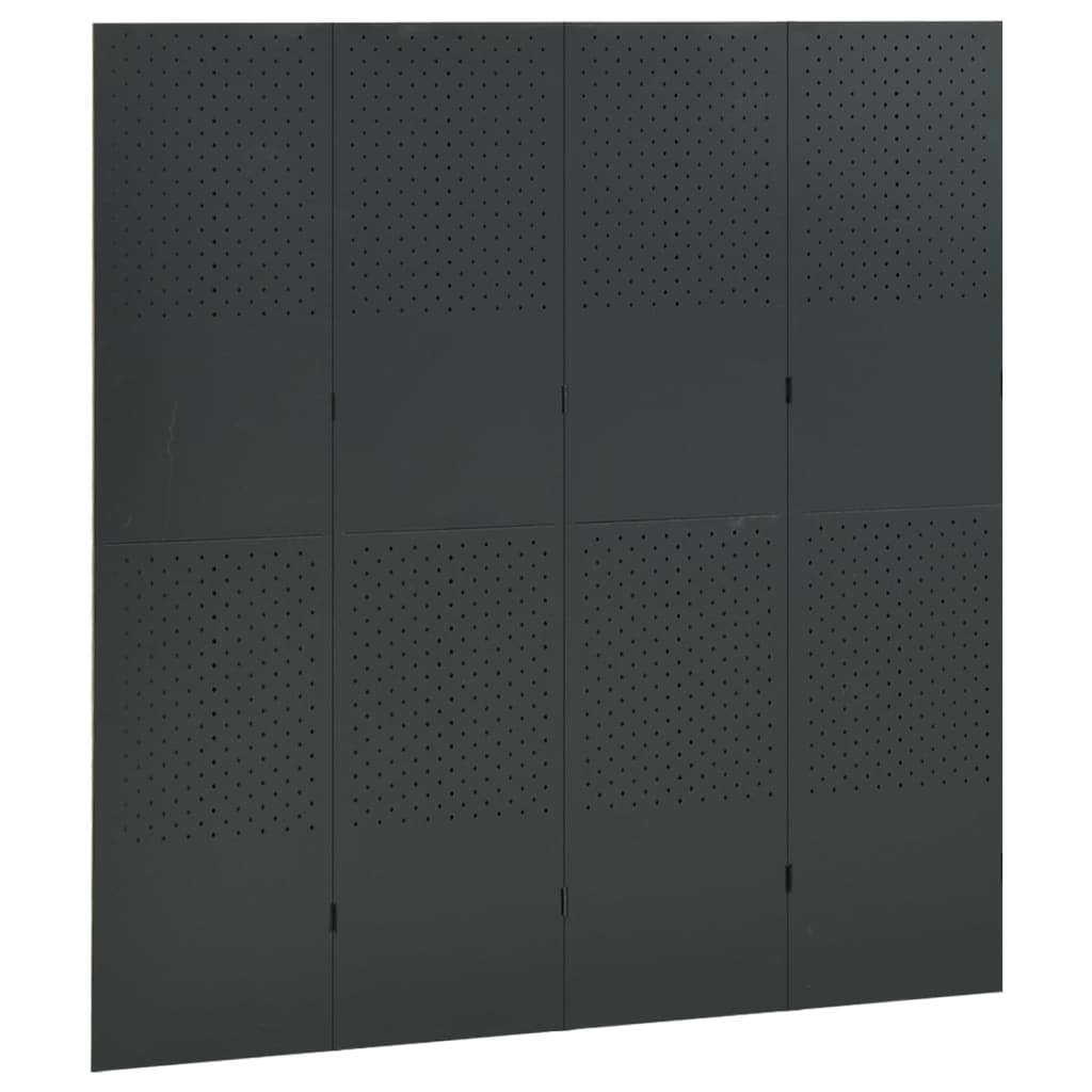 Paravento a 4 Pannelli 2 pz Antracite 160x180 cm in Acciaio | homemem39