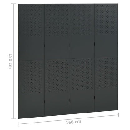 Paravento a 4 Pannelli 2 pz Antracite 160x180 cm in Acciaio | homemem39