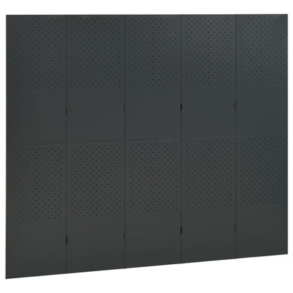 Paravento a 5 Pannelli 2 pz Antracite 200x180 cm in Acciaio | homemem39