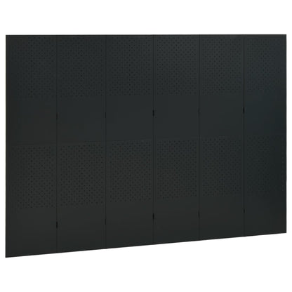 Paravento a 6 Pannelli 2 pz Nero 240x180 cm in Acciaio | homemem39