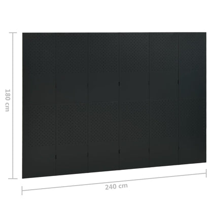 Paravento a 6 Pannelli 2 pz Nero 240x180 cm in Acciaio | homemem39