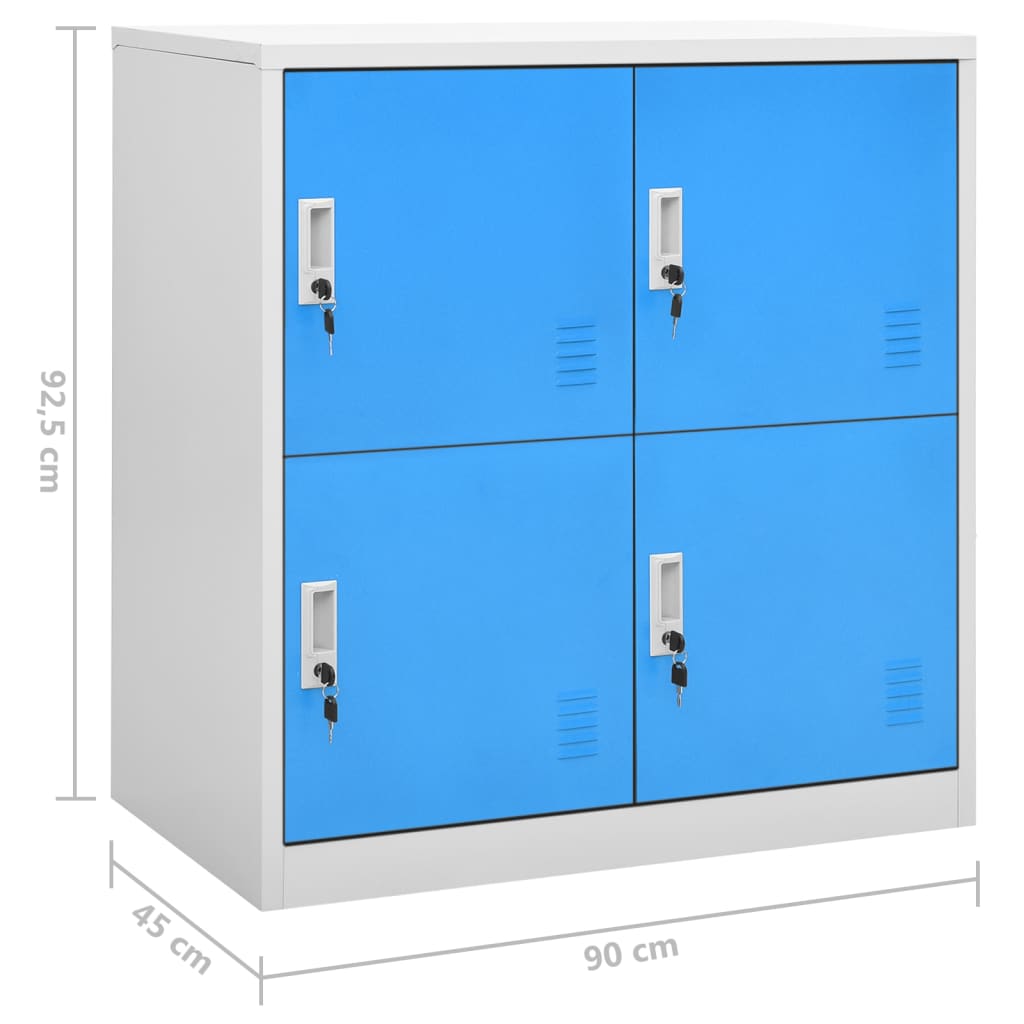 Armadietti e Chiavi 2pz Grigio Chiaro Blu 90x45x92,5cm Acciaio | homemem39