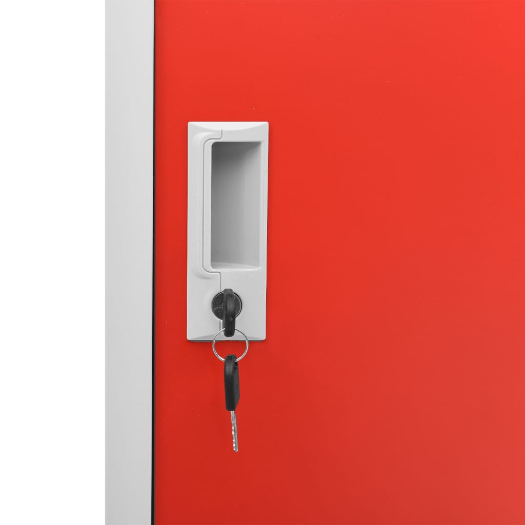 Armadietti Chiavi 2pz Grigio Chiaro Rosso 90x45x92,5cm Acciaio | homemem39