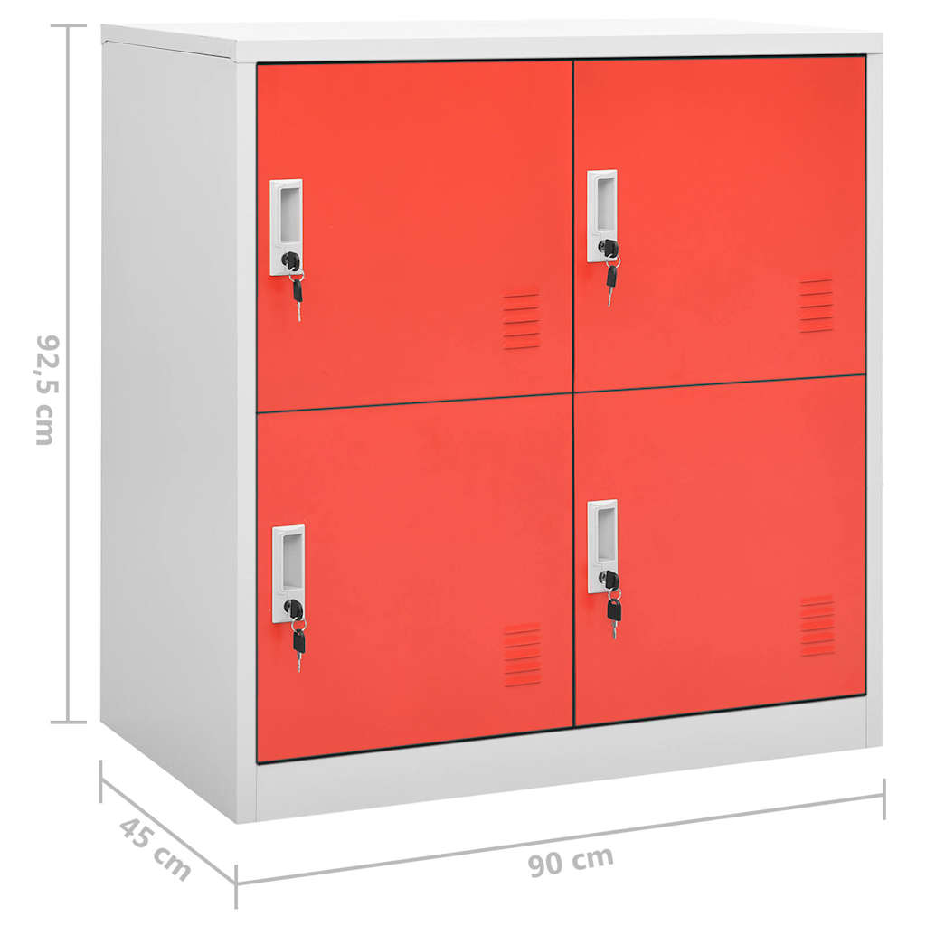 Armadietti Chiavi 2pz Grigio Chiaro Rosso 90x45x92,5cm Acciaio