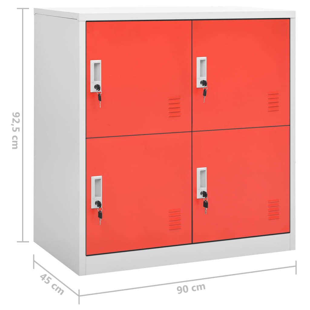 Armadietti Chiavi 2pz Grigio Chiaro Rosso 90x45x92,5cm Acciaio