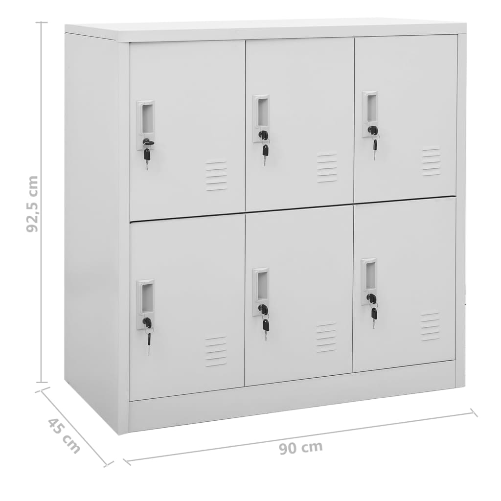 Armadietti con Chiave 2 pz Grigio Chiaro 90x45x92,5 cm Acciaio