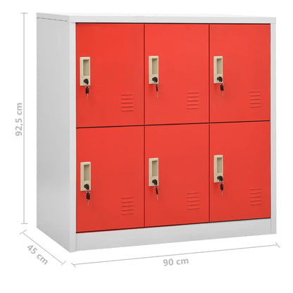 Armadietti Chiavi 5pz Grigio Chiaro Rosso 90x45x92,5cm Acciaio