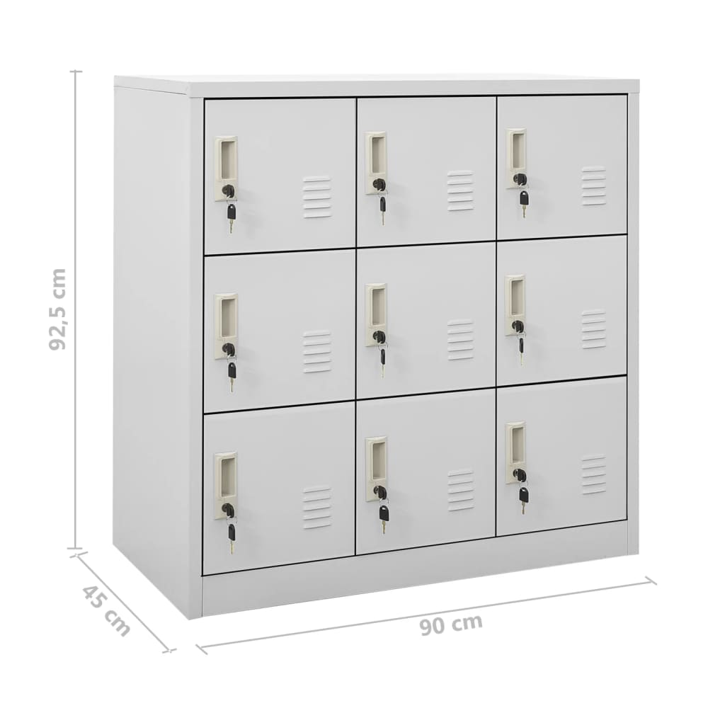 Armadietti con Chiave 2 pz Grigio Chiaro 90x45x92,5 cm Acciaio
