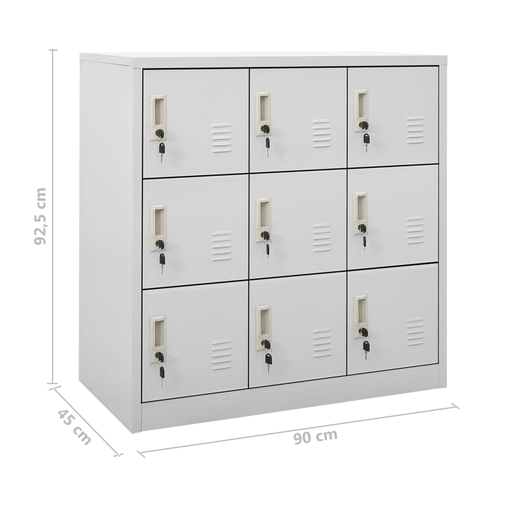 Armadietti con Chiave 5 pz Grigio Chiaro 90x45x92,5 cm Acciaio