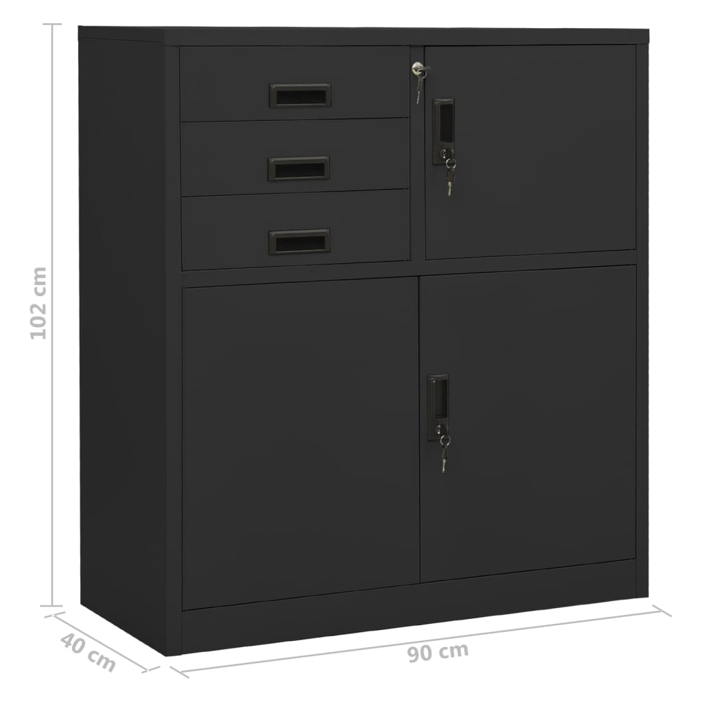Armadio Ufficio con Fioriera Antracite 90x40x125 cm in Acciaio | homemem39