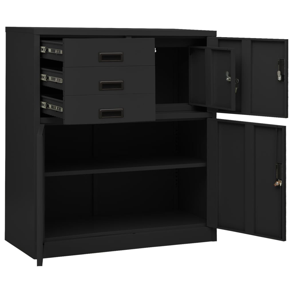 Armadio Ufficio con Fioriera Antracite 90x40x125 cm in Acciaio | homemem39