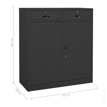 Armadio Ufficio con Fioriera Antracite 90x40x125 cm in Acciaio | homemem39
