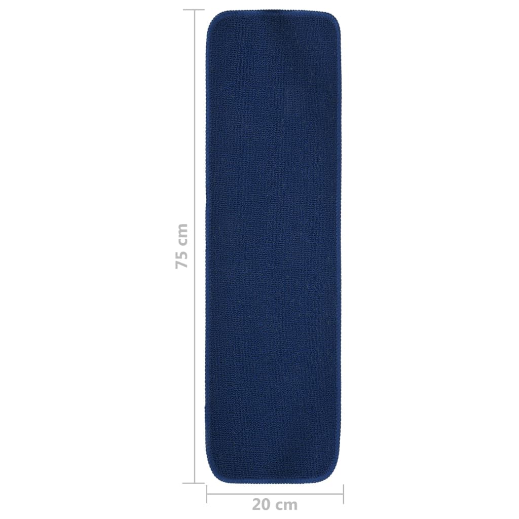 Tappetini per Scale 15 pz 75x20 cm Blu Antiscivolo Rettangolari | homemem39