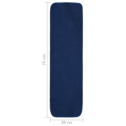 Tappetini per Scale 15 pz 75x20 cm Blu Antiscivolo Rettangolari | homemem39